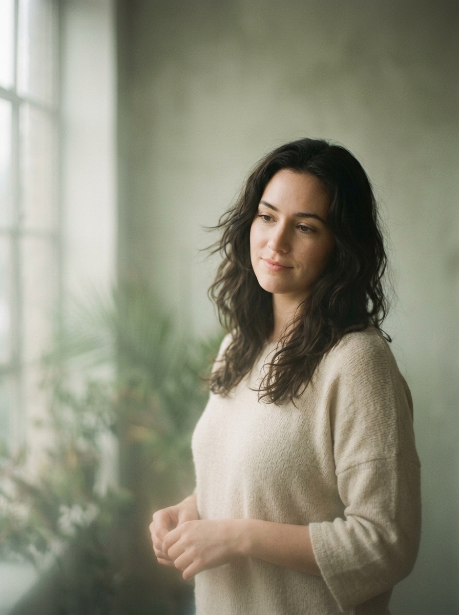 A woman in soft light