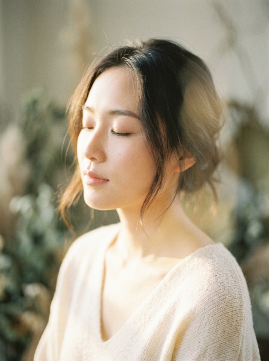 A woman in warm light
